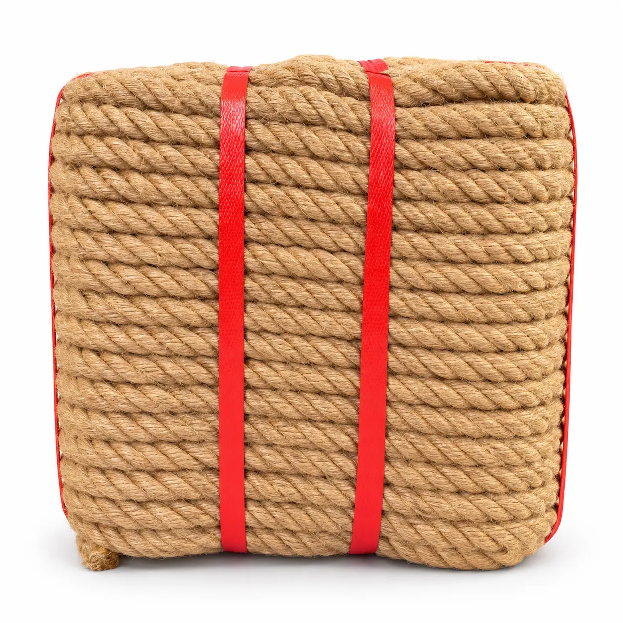 fardo de cuerda natural con correas rojas fardo de cuerda natural con correas rojas